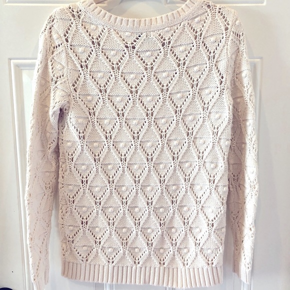 TOMMY HILFIGER Cotton Knit Fisherman Sweater Vintage Style Popcorn/Argyle Sz SP - Picture 3 of 13